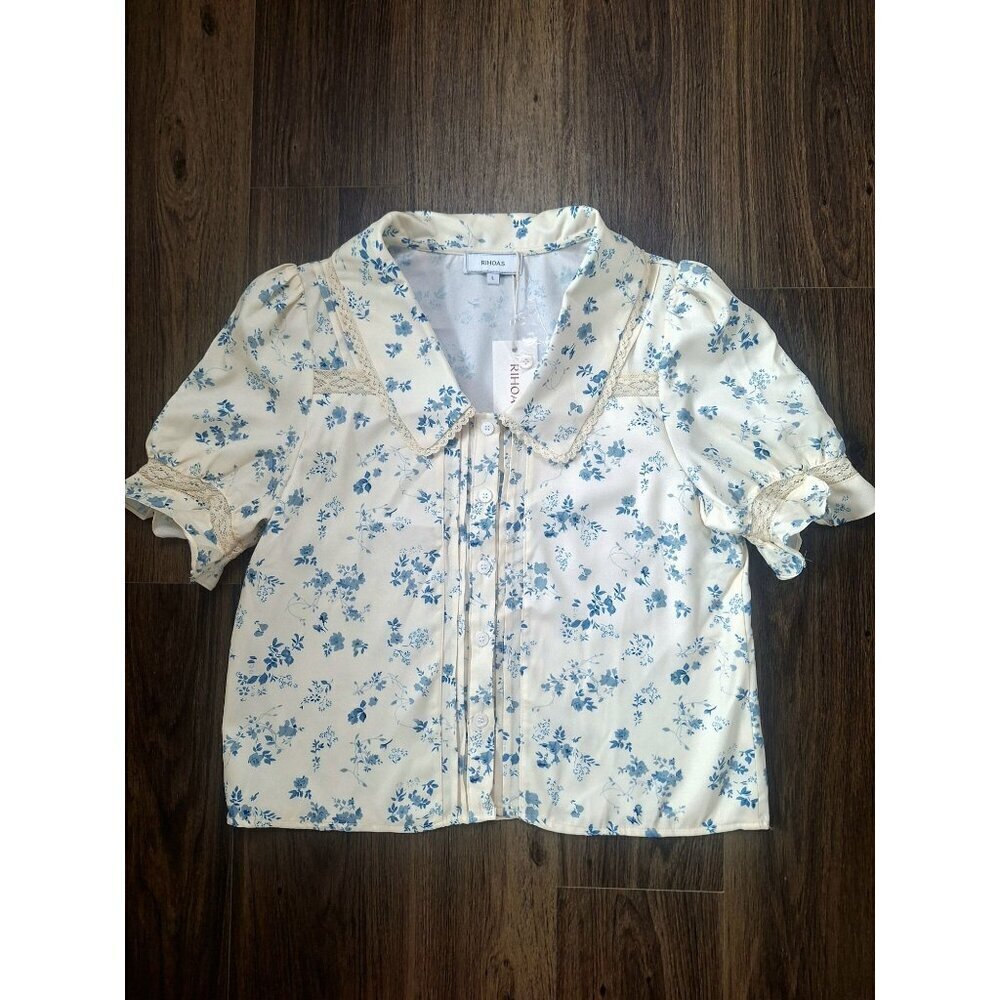 NWT Rihos Floral Lace Cottagecore Blouse Size L - Picture 9 of 9